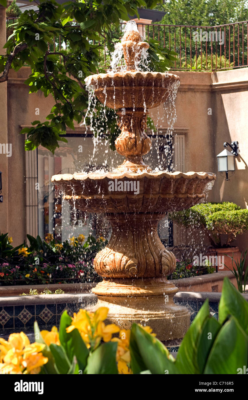 Spanish style tiered fountain patio courtyard Stock Photo 38750633 Alamy