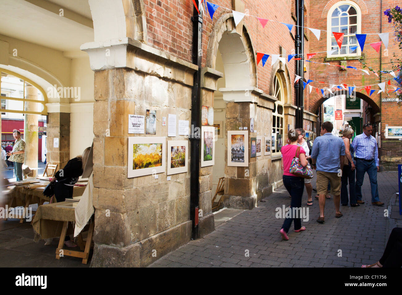Art Display at The Buttercross Ludlow Shropshire England Stock Photo