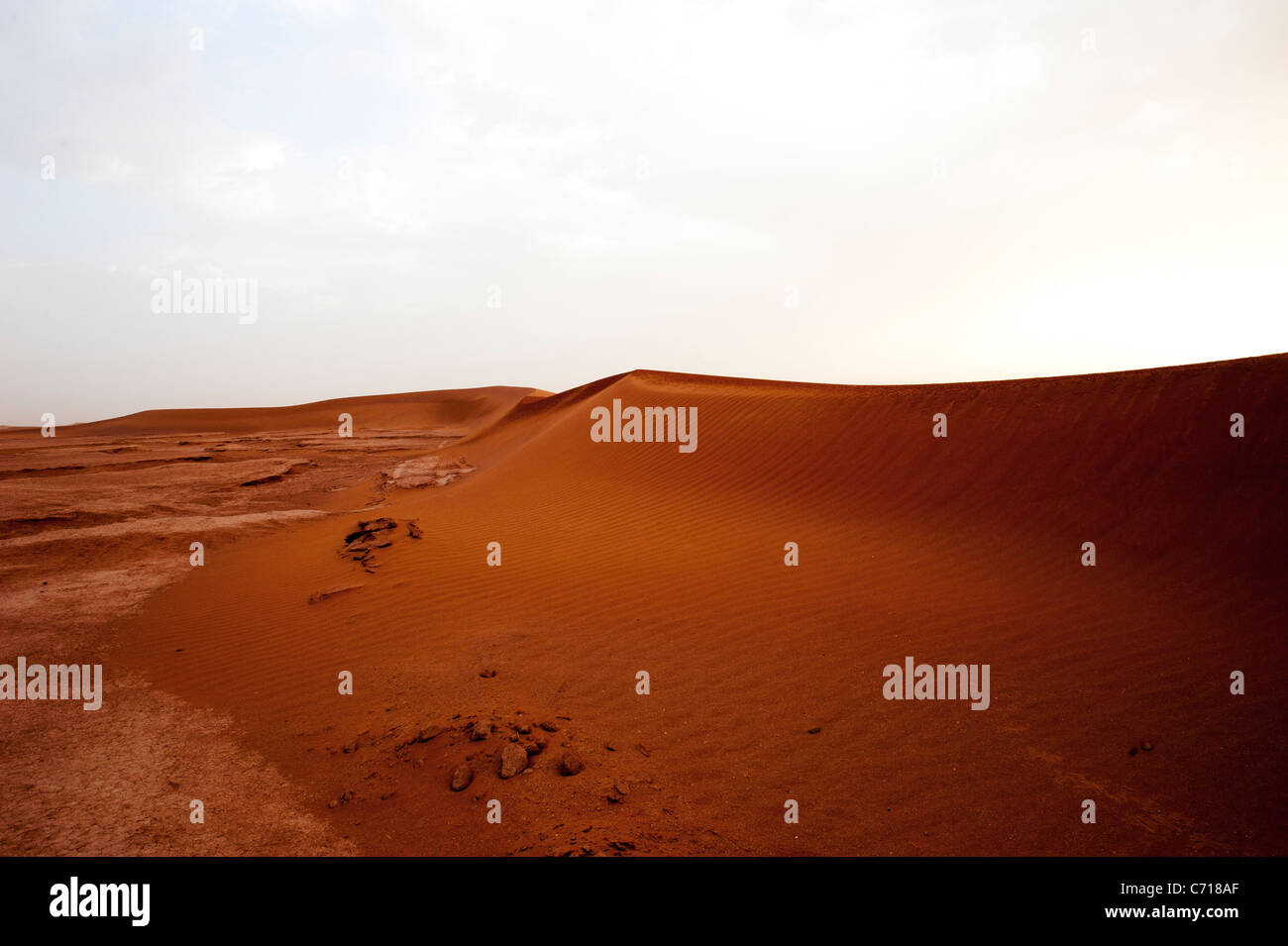 The Saharan sand dunes of Erg Chigaga in southern Morocco. Stock Photo