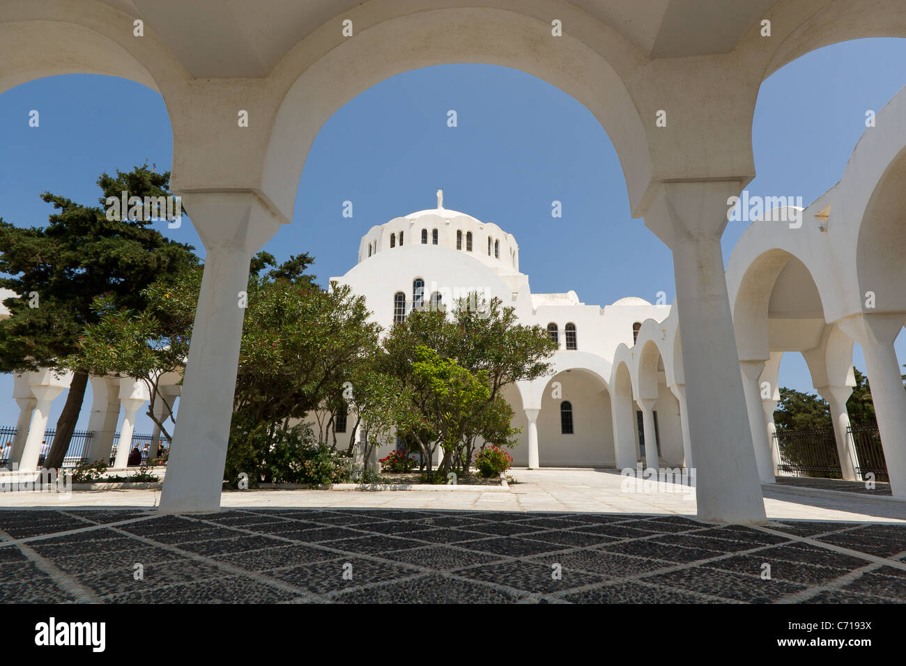 Church exterior, Fira, Santorini, Greece Stock Photo