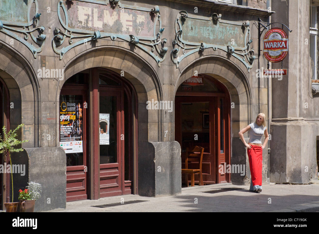 Wroclaw, pub Mleczarnia przy ul. Wlodkowica. Mleczarnia pub at Wlodkowica street in Wroclaw (Breslau), Poland Stock Photo
