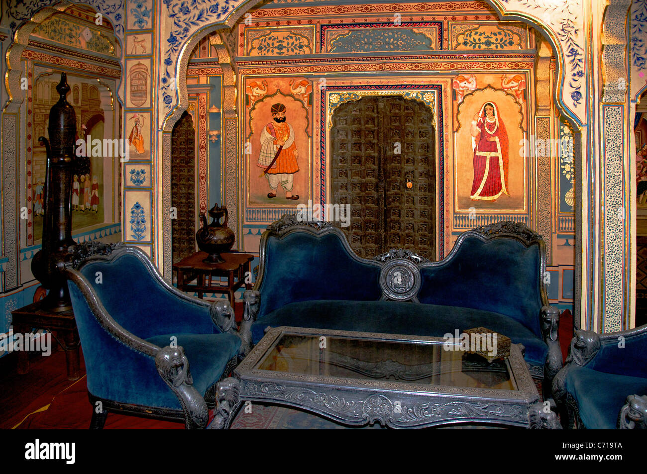 Drawing room Patwa-ki-Haveli Jaisalmer Western Rajasthan India Stock Photo