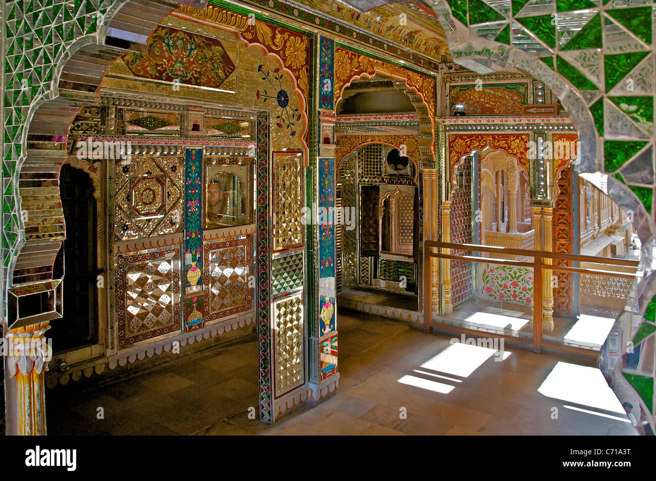 Mirrored room Patwa-ki-Haveli Jaisalmer Western Rajasthan India Stock Photo