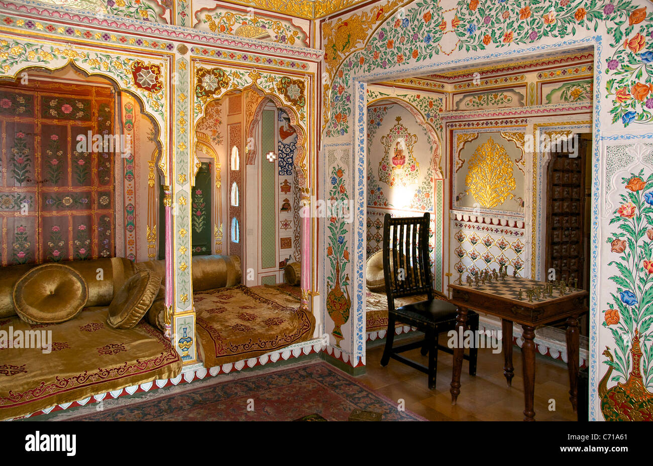 Painted room Patwa-ki-Haveli Jaisalmer Western Rajasthan India Stock Photo