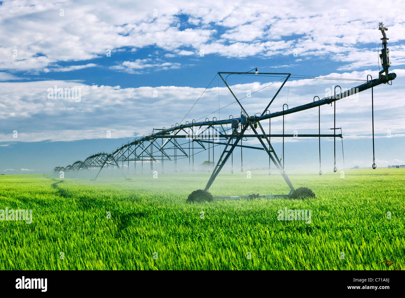 Industrial irrigation equipment on farm field in Saskatchewan, Canada Stock Photo Alamy