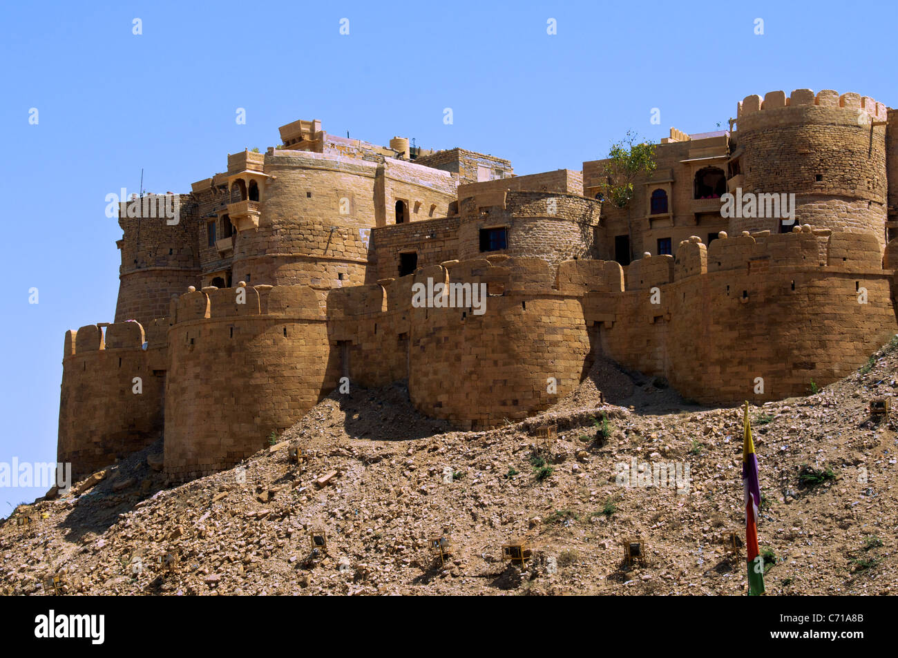 Part of city walls Jaisalmer Western Rajasthan India Stock Photo