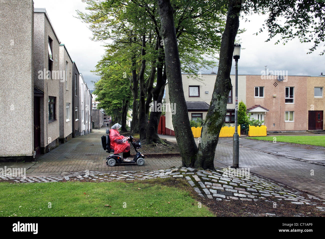 Fleming Road, a pedestrian only route in Cumbernauld new town, Scotland. Stock Photo