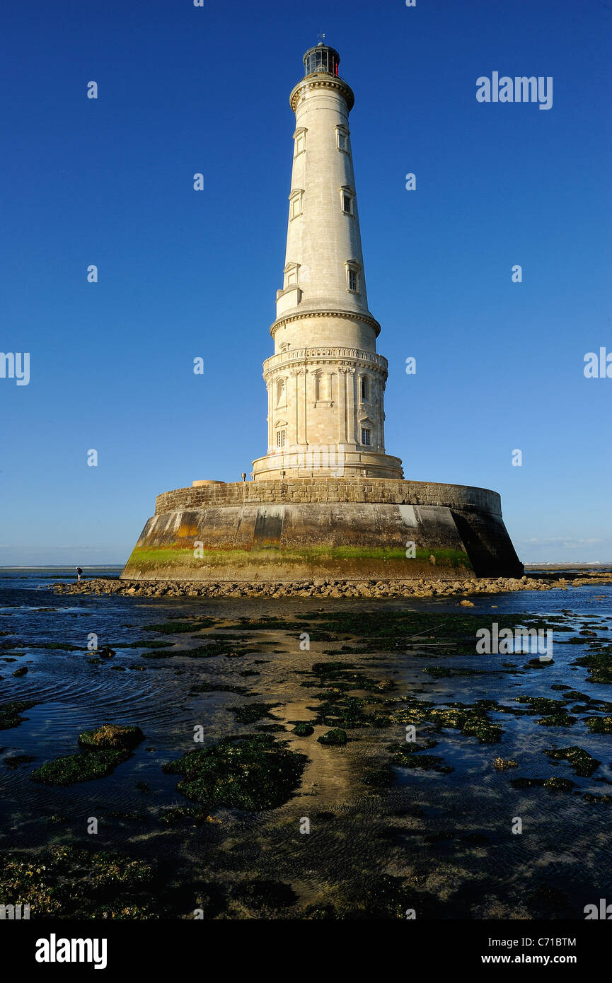 Lighthouse of Cordouan at low tide, Gironde estuary, Atlantic ocean, Charente Maritime department, France Stock Photo
