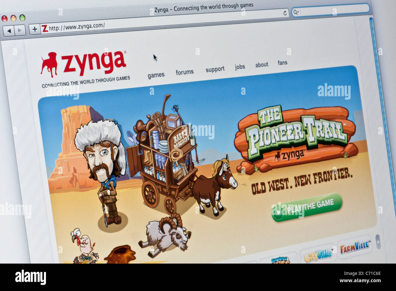 Close up of the Zynga logo as seen on its website. (Editorial use only: print, TV, e-book and editorial website). Stock Photo