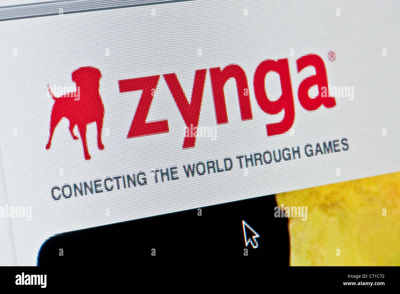 Close up of the Zynga logo as seen on its website. (Editorial use only: print, TV, e-book and editorial website). Stock Photo