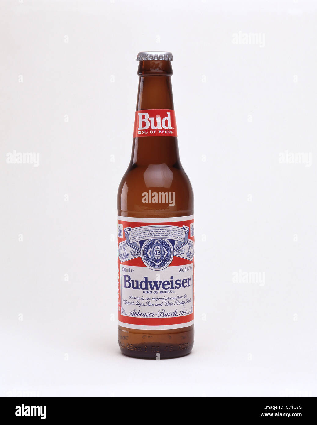 Bottle of Budweiser lager beer, United States of America Stock Photo