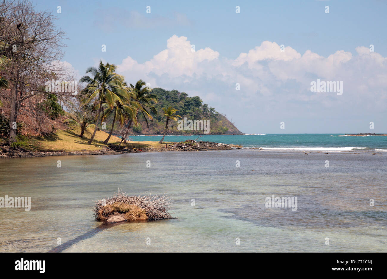 Sunny tropical beach at the Costa Arriba of Colon, Panama, in the Caribbean sea, Punta Manzanillo. Stock Photo