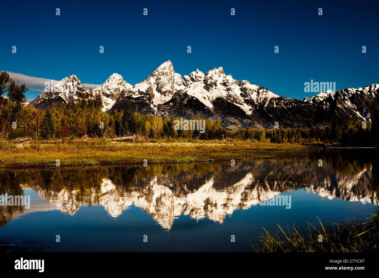 Grand Tetons in Jackson Hole Wyoming at sunrise Stock Photo Alamy
