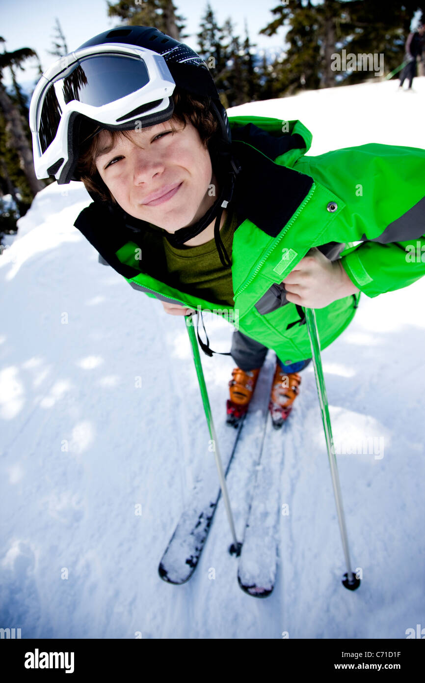 Young boy skiing. Stock Photo