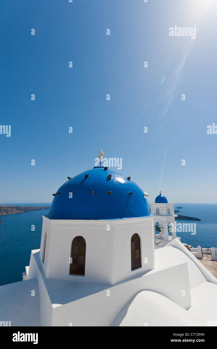 Blue domed church at Imerovigli, Santorini, Greece Stock Photo - Alamy