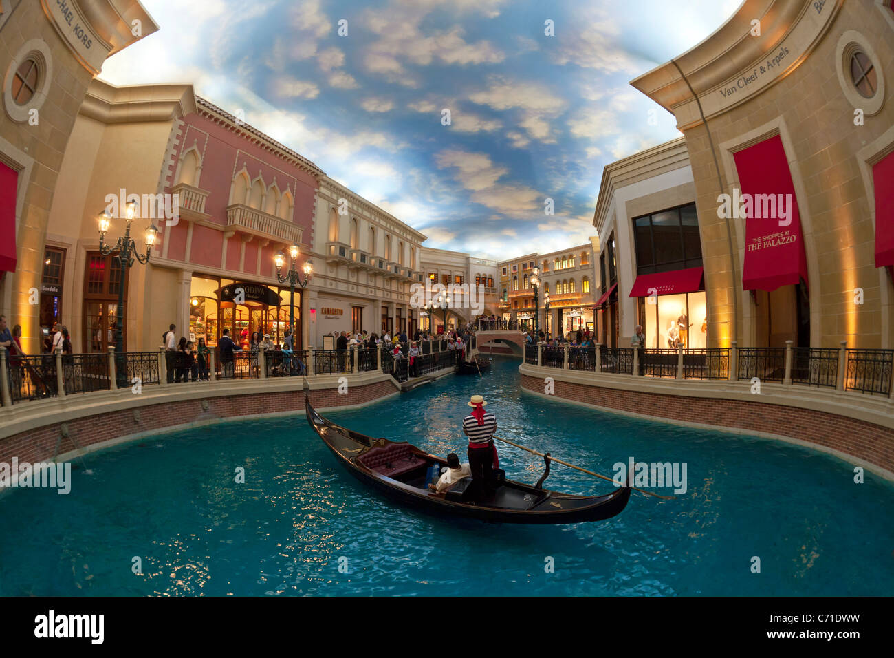 United States of America, Nevada, Las Vegas, The Grand Canal Gondola Ride at the Venetian Resort Hotel Casino Stock Photo