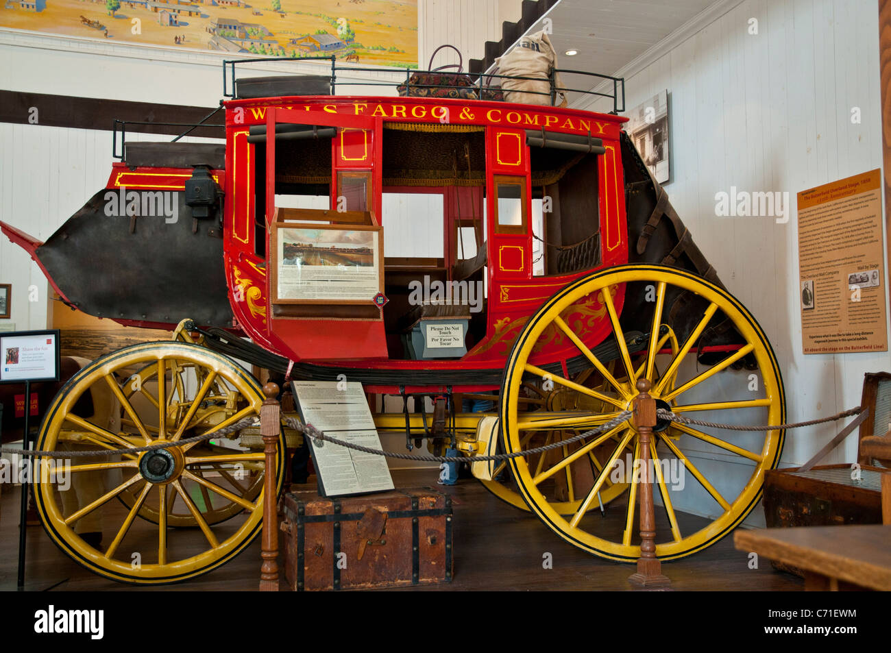 Restored Wells Fargo stage coach in Old Town San Diego Stock Photo
