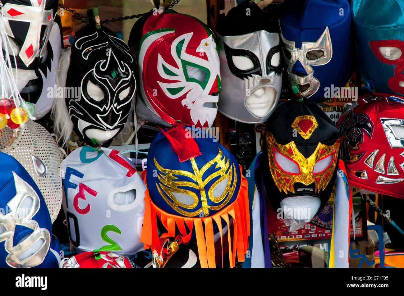 Stand selling colorful masks in Old Town San Diego Stock Photo Alamy