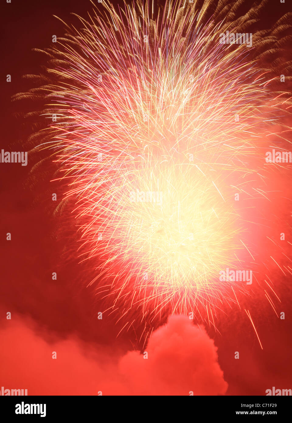 Red fireworks. Stock Photo