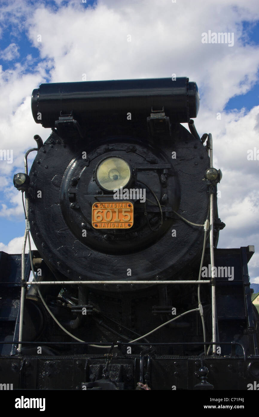 Canadian National Railroad Museum Steam Engine Locomotive in Jasper, Alberta, Canada. Stock Photo