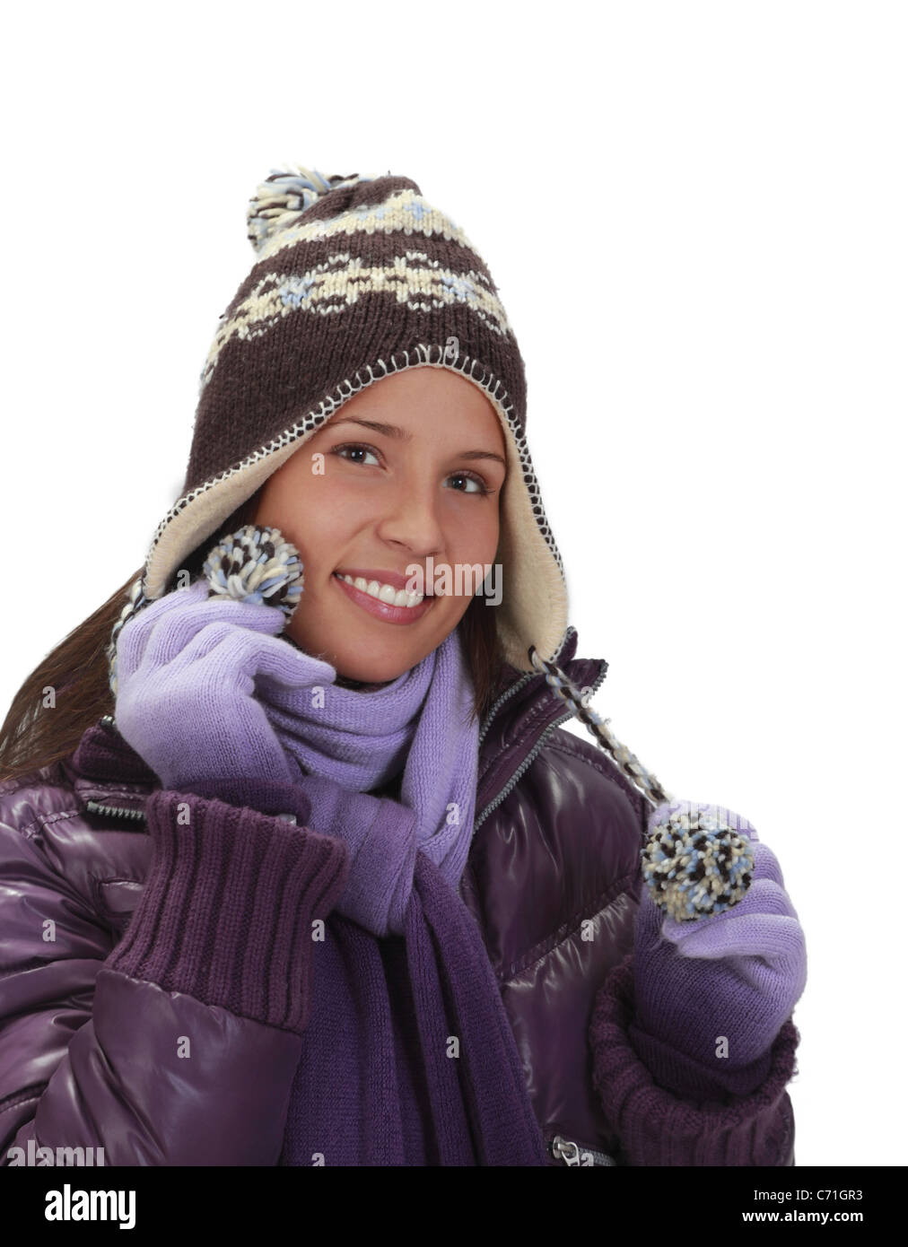 Woman wearing knit hat gloves hi-res stock photography and images - Alamy