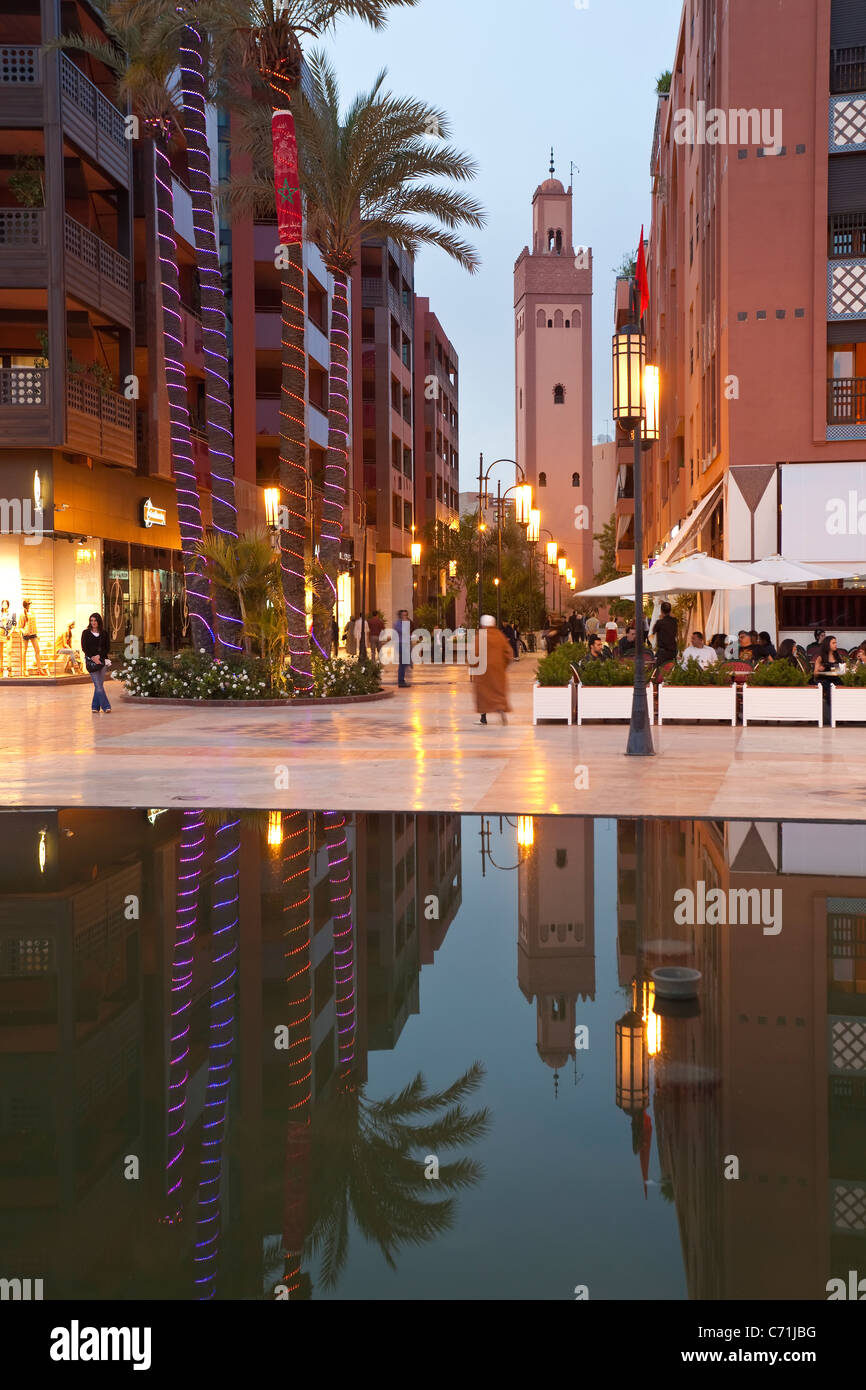 New shopping center and apartments in the wealthy area of Gueliz in Marrakesh, Morocco, North