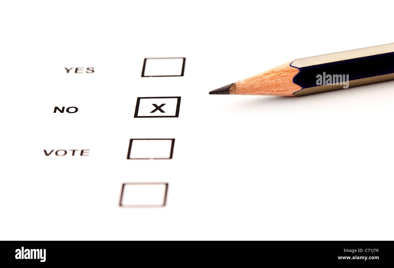 questionnaire on white paper with pencil Stock Photo