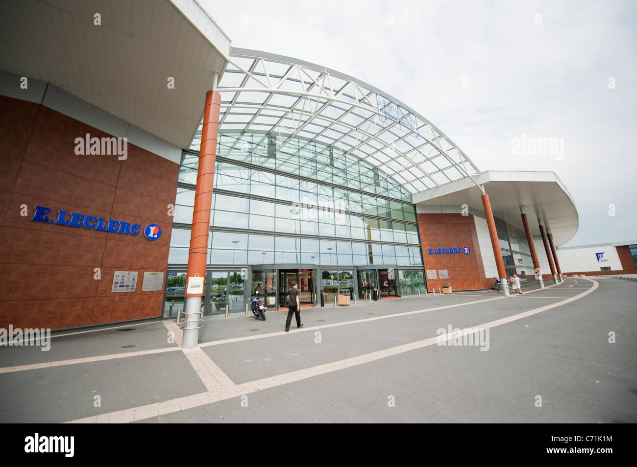 Leclerc supermarket entrance at Courcelles near Reims in Champagne