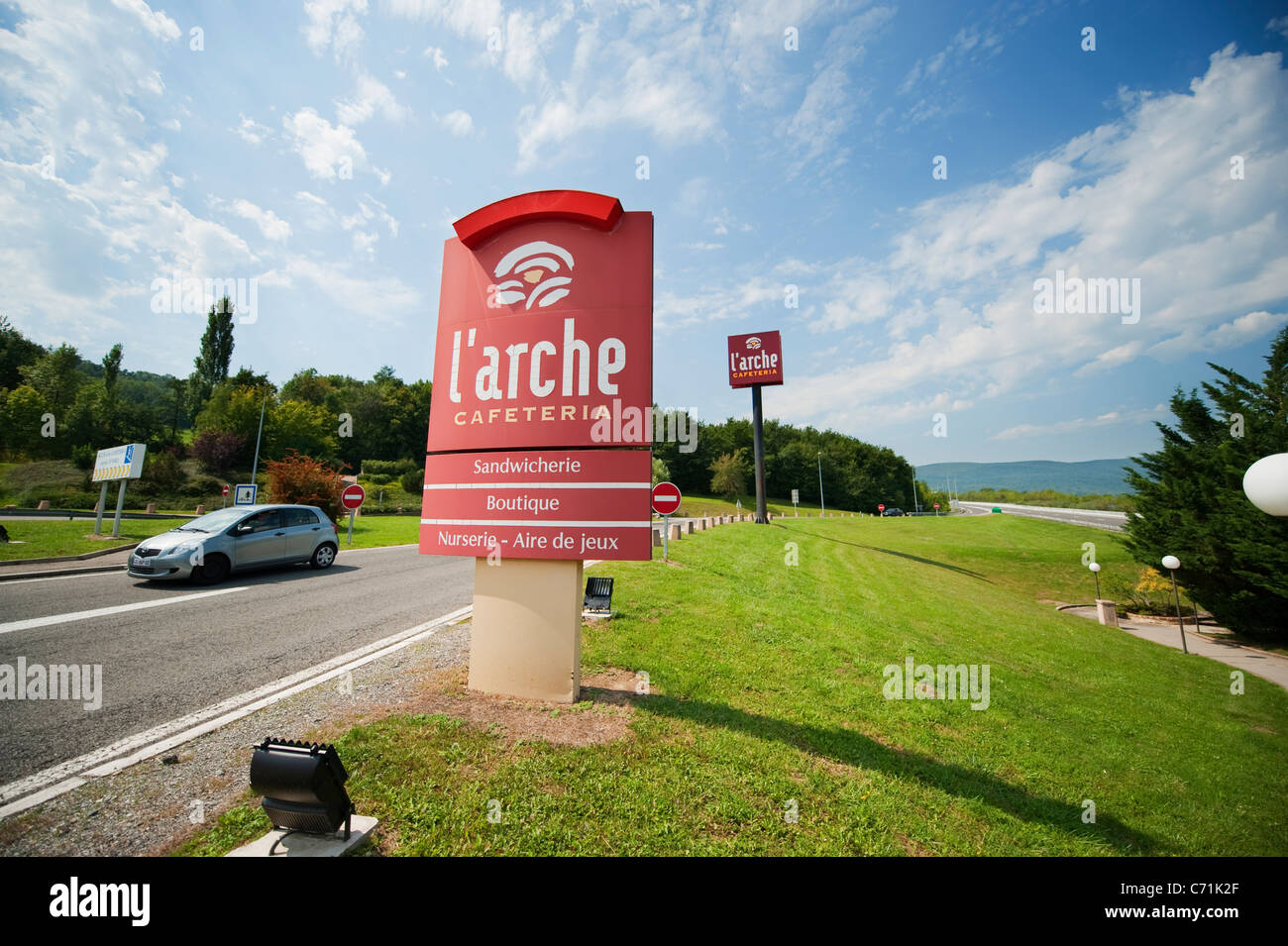 French L’Arche motorway restaurant at Valleiry on the A40 Autoroute Blanche west of Geneva Stock Photo