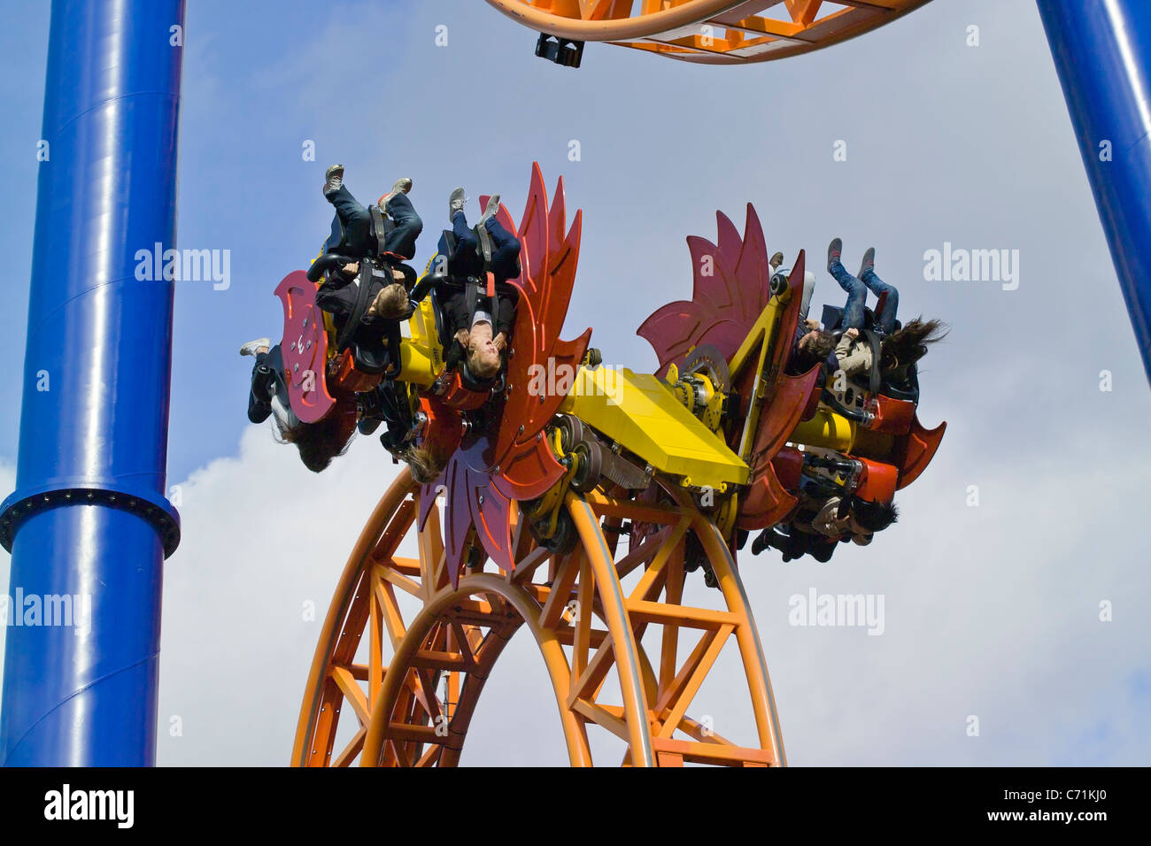 People in an amusement park ride, Linnanmäki Helsinki Finland Stock Photo