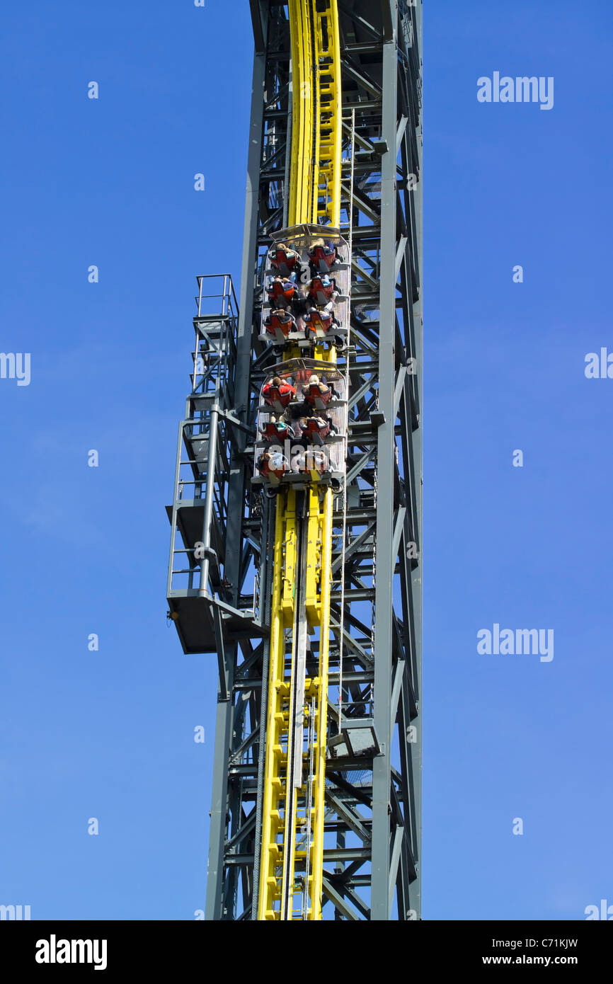 People in an amusement park ride, Linnanmäki Helsinki Finland Stock Photo