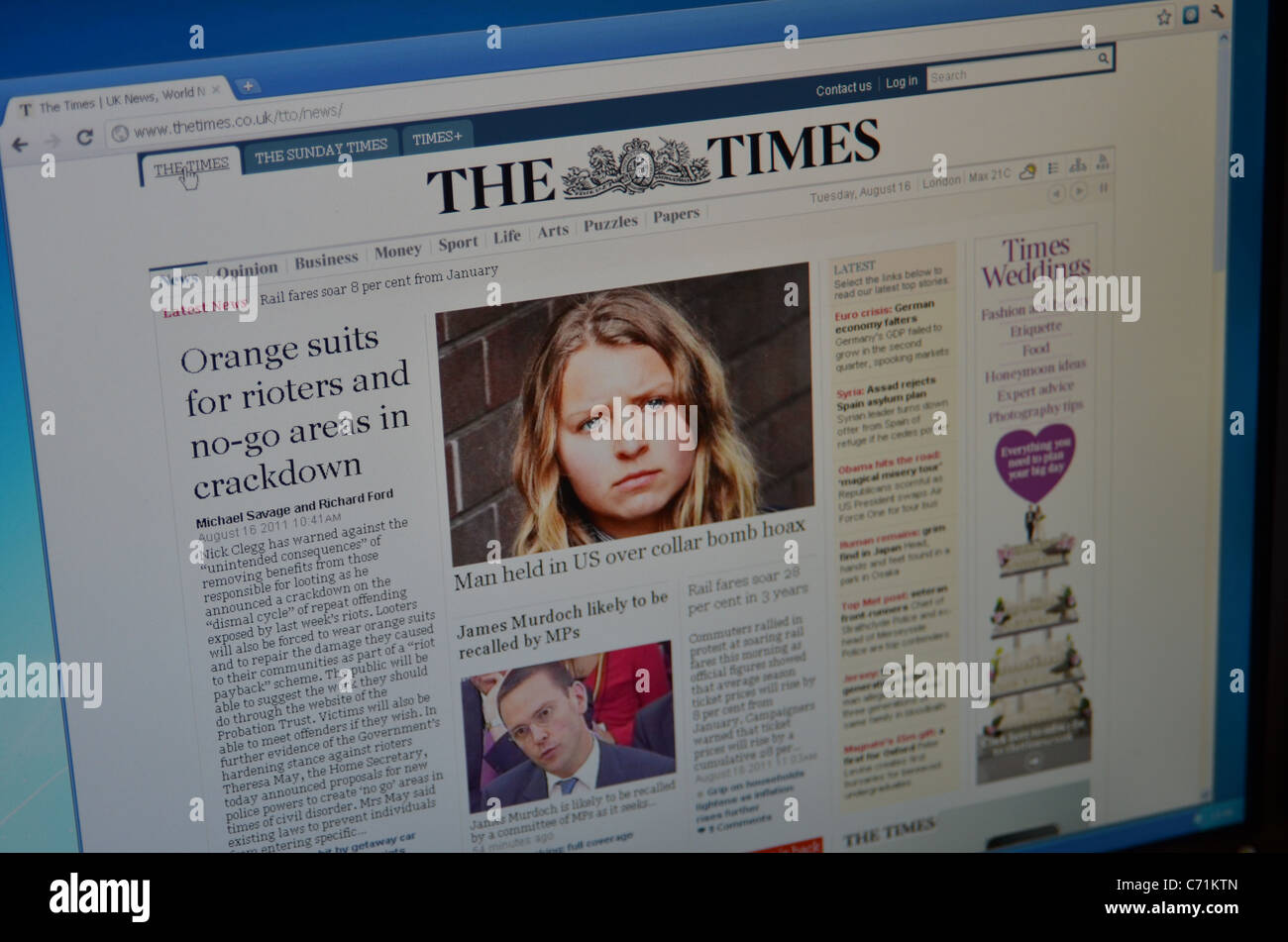 The Times Online website screenshot Stock Photo Alamy