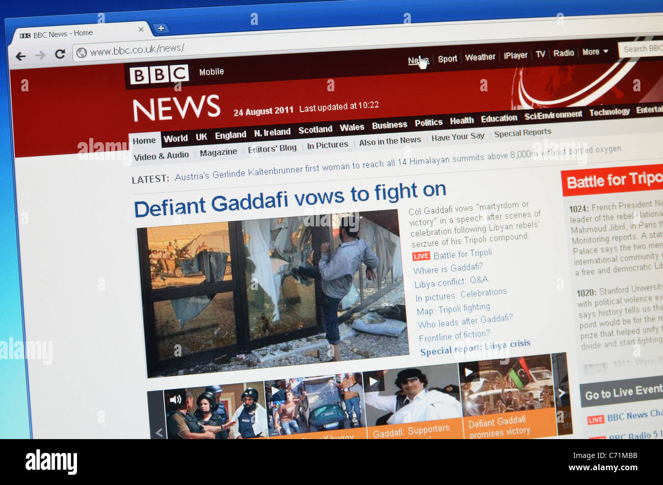 BBC News screenshot Stock Photo Alamy