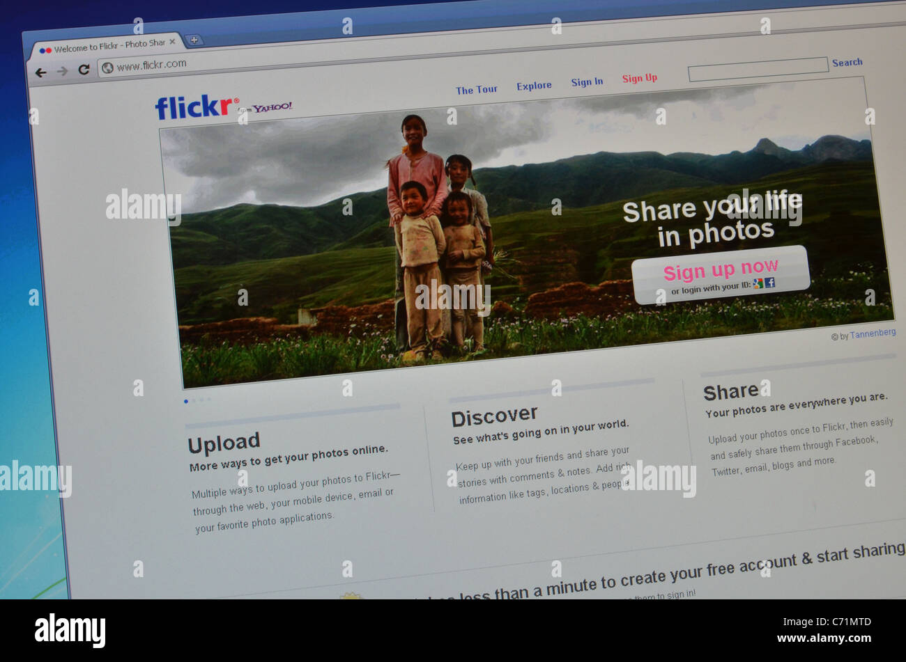 Flickr photo sharing website screenshot Stock Photo