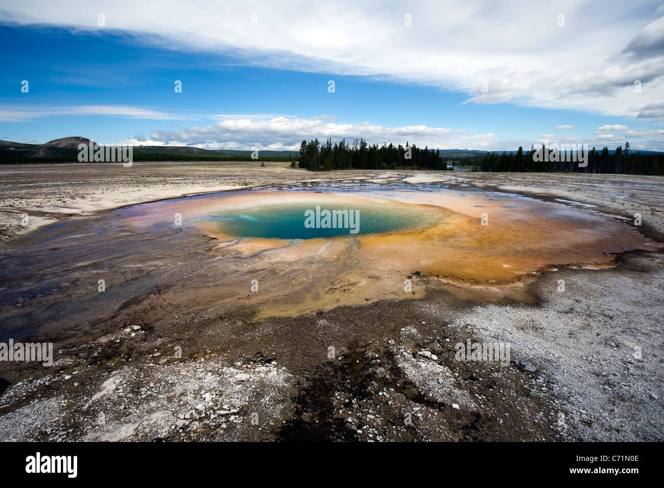 Turquoise Spring located in Midway Geyser Basin in Yellowstone National Park, Wyoming. Stock Photo