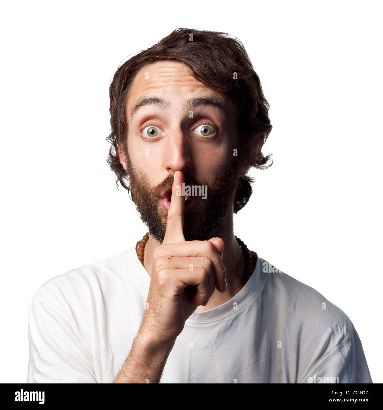 Man tells people to be quiet Stock Photo Alamy