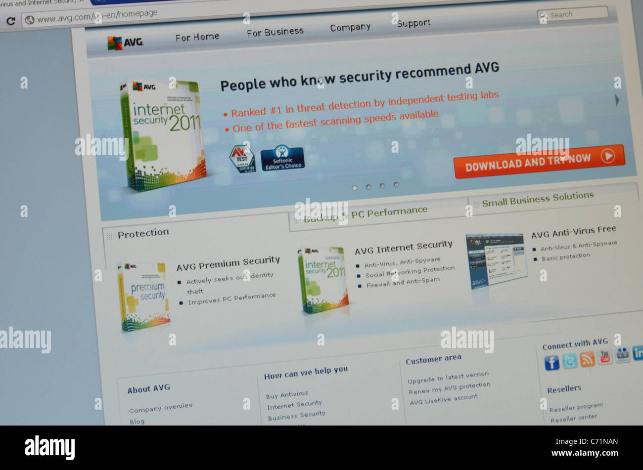 AVG Internet Security screenshot for popular internet virus protection software Stock Photo