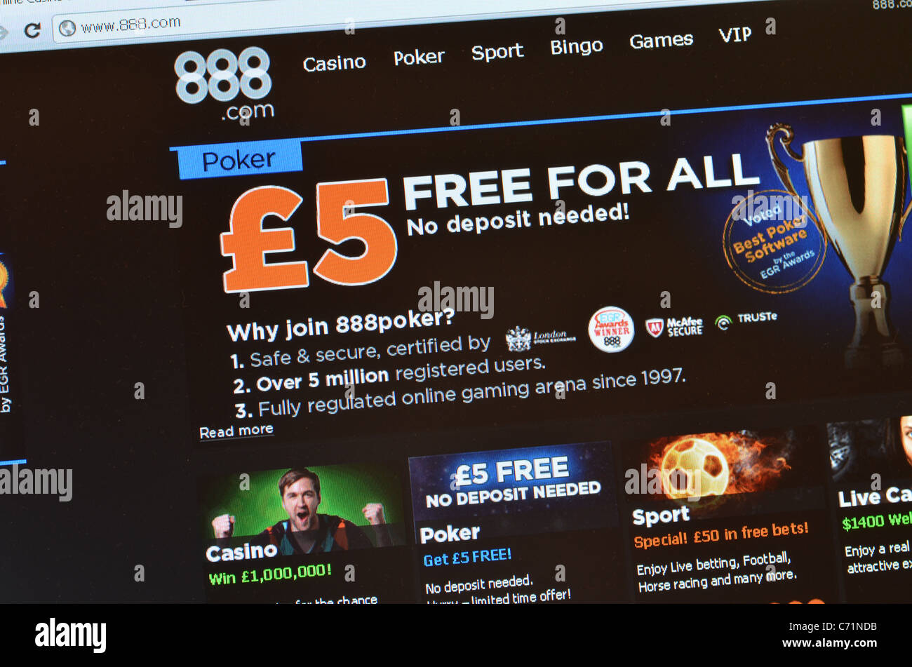 888 gambling website homepage screenshot Stock Photo