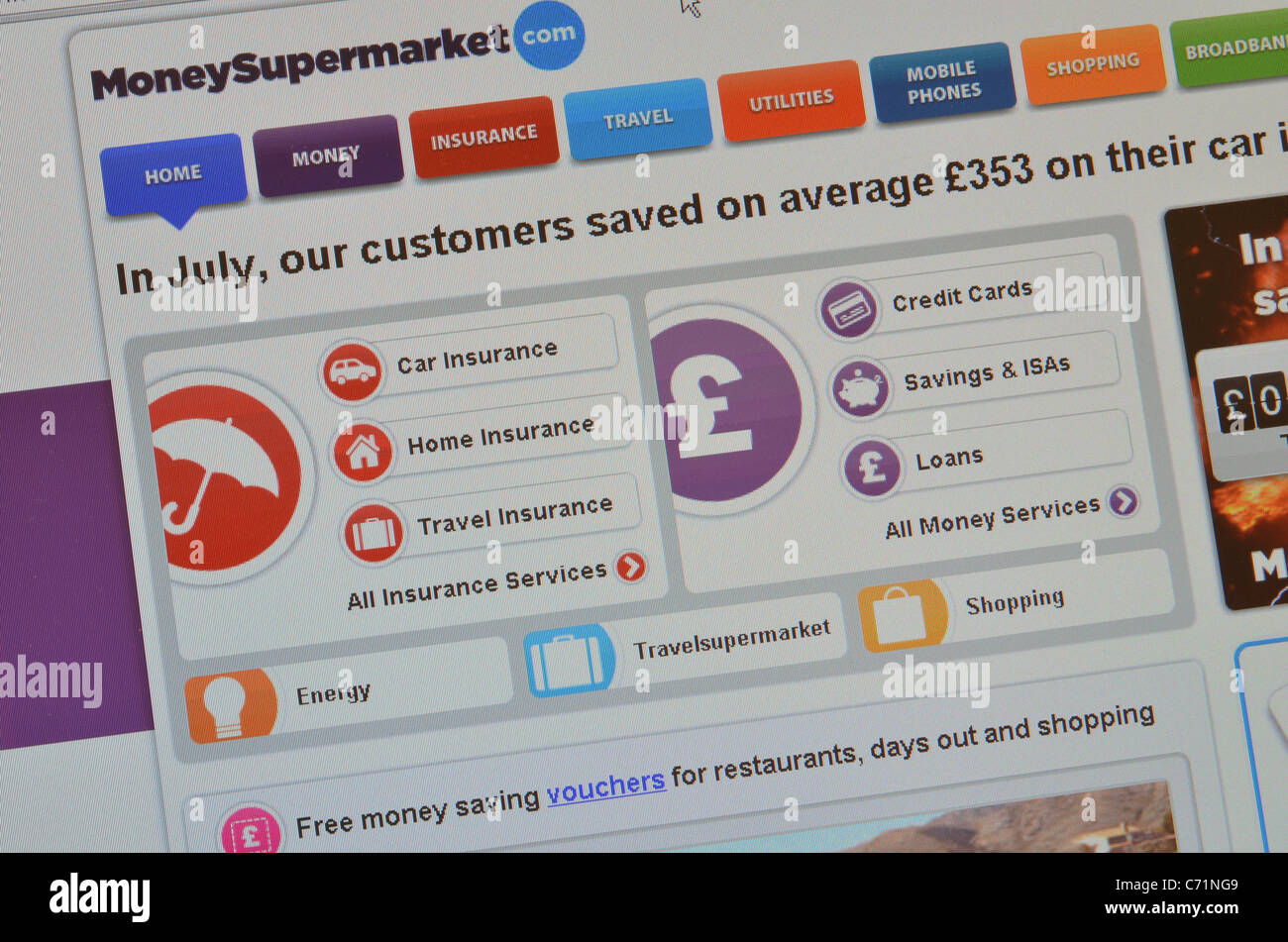 MoneySupermarket screenshot Stock Photo Alamy