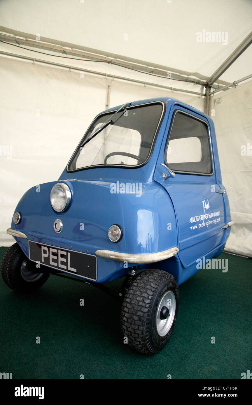 The Peel P50, the worlds smallest production automobile, on display at ecovelocity, Battersea Power Station. Stock Photo