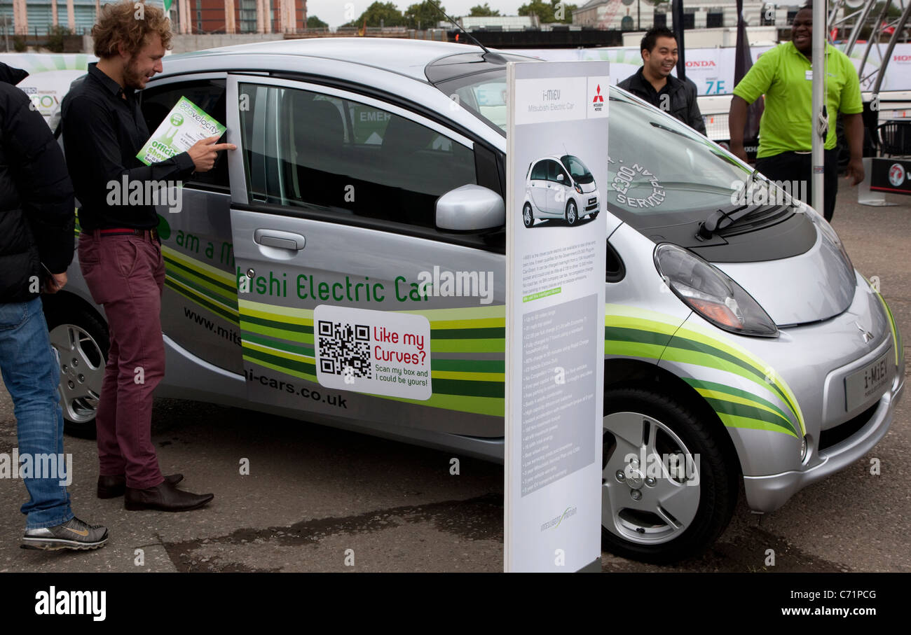 Ecovelocity motor festival London - Mitsubishi i-MiEV electric car Stock Photo