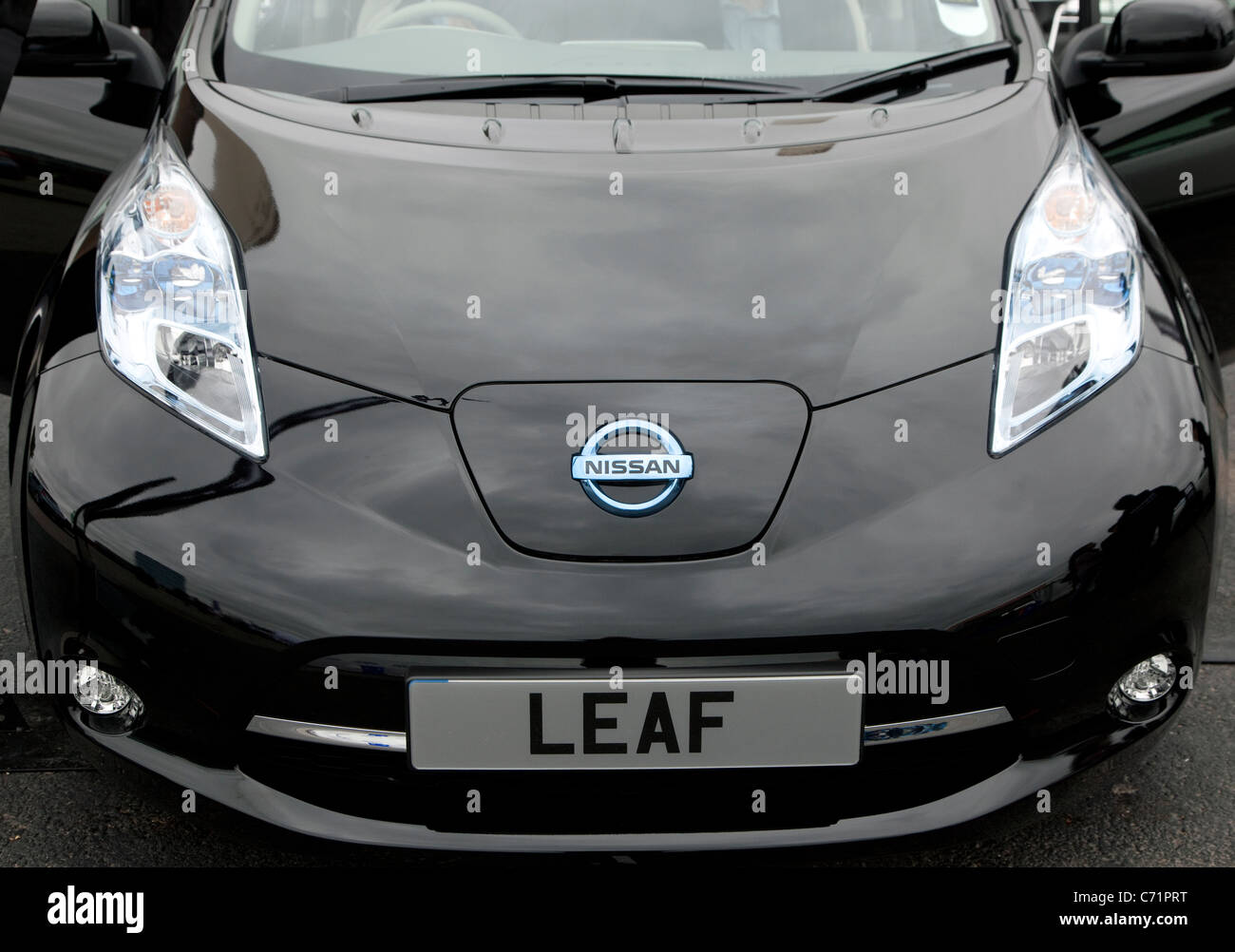 Ecovelocity motor festival London - Nissan Leaf electric car Stock Photo