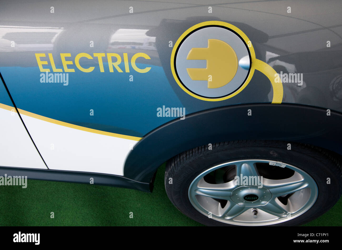 Ecovelocity motor festival London - Mini E electric car Stock Photo