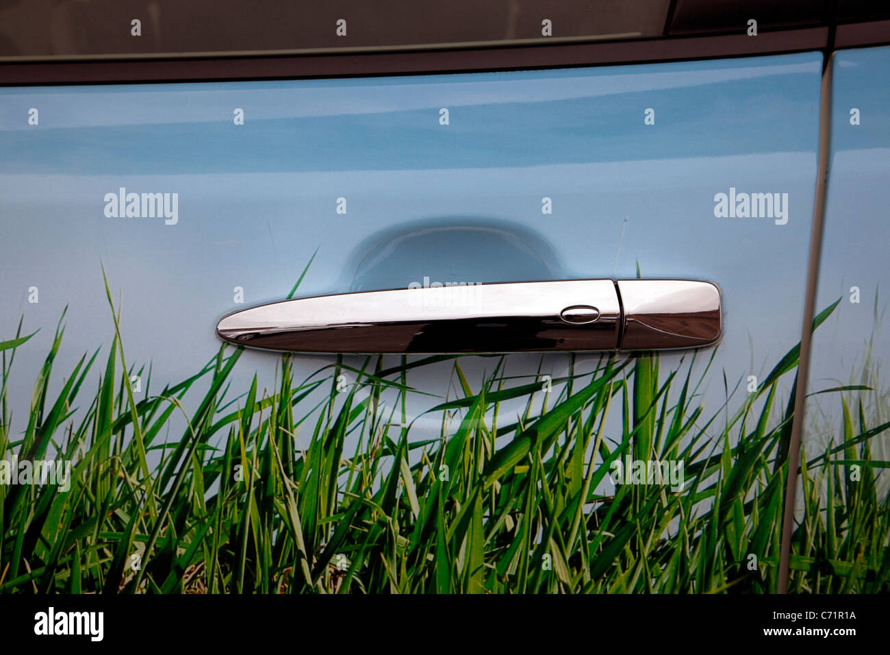 Ecovelocity motor festival London - Nissan Leaf electric car detail Stock Photo