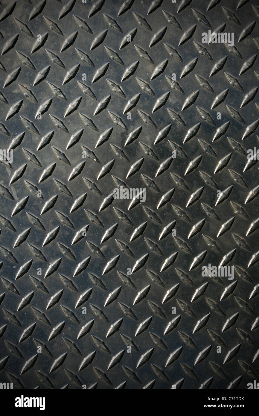 diamond tread steel background texture with slight vignette Stock Photo