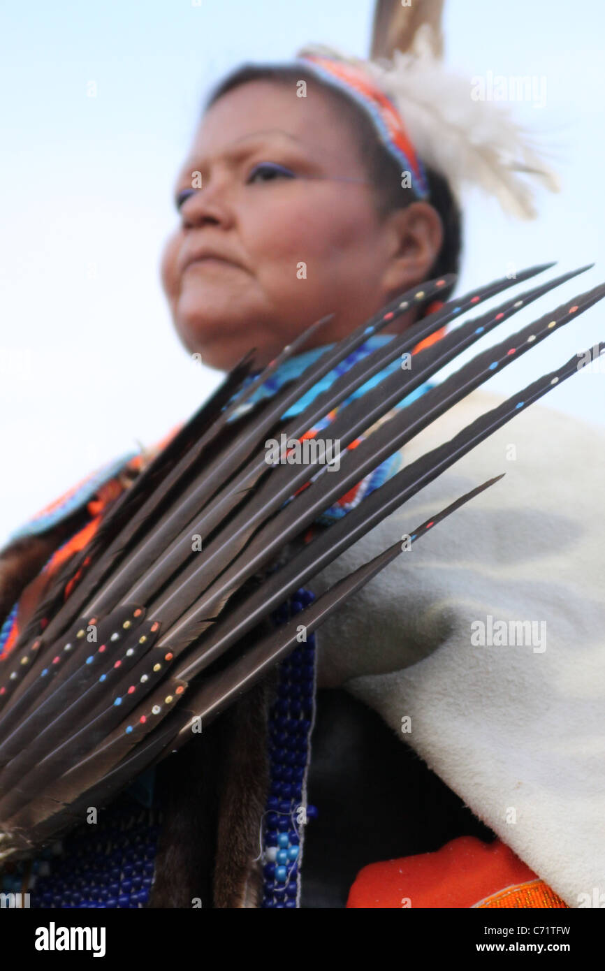 Shakopee Mdewakanton Sioux Community Wacipi Pow Wow, Native American dance festival  -  Portrait of Native American dancer Stock Photo