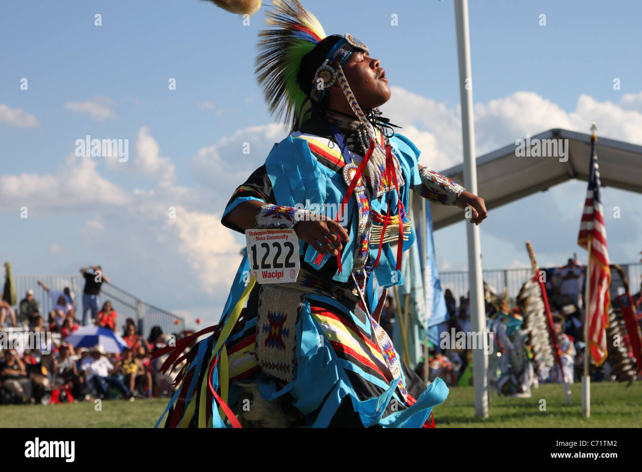 Shakopee Mdewakanton Sioux Community Wacipi Pow Wow, Native American dance festival - Portrait of Native American dancer Stock Photo