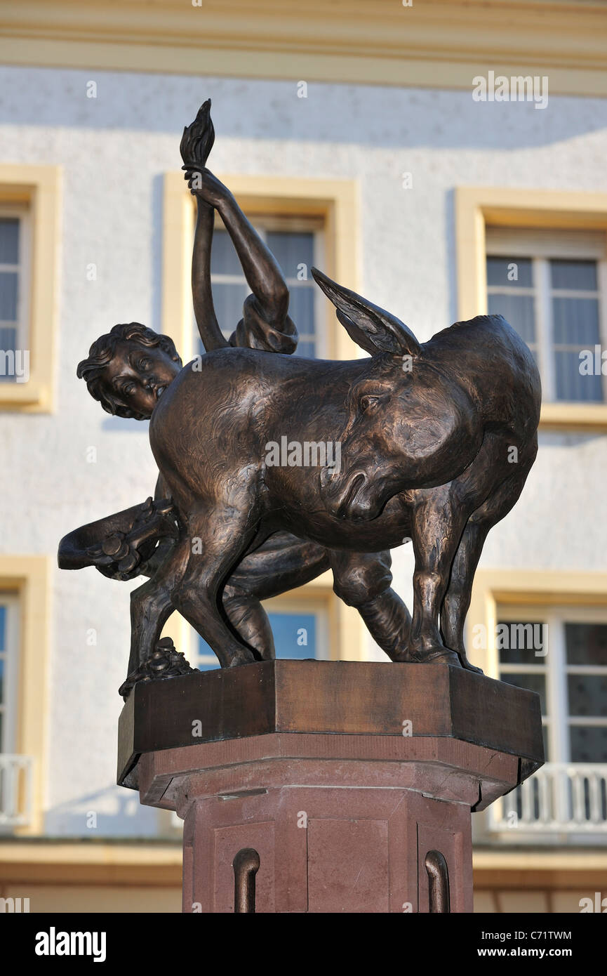The Ducat Donkey / âne a ducats fountain at Diekirch, Luxembourg Stock Photo