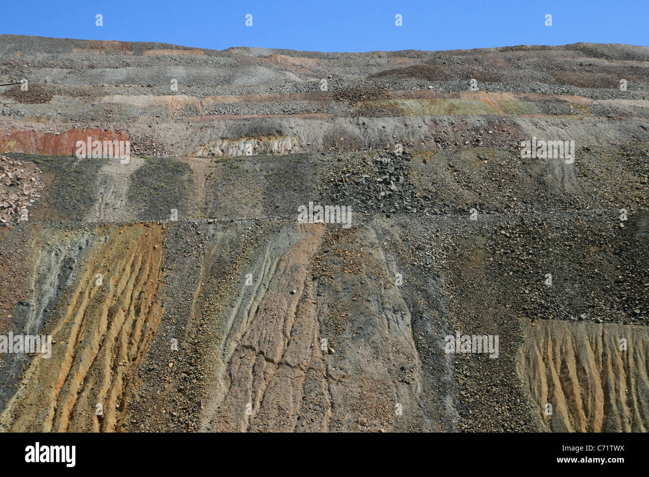 eroded waste piles from the Ray copper mine, Pinal County, Arizona Stock Photo