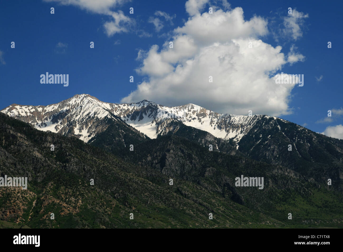 a white cloud over Mount Nebo in central Utah Stock Photo